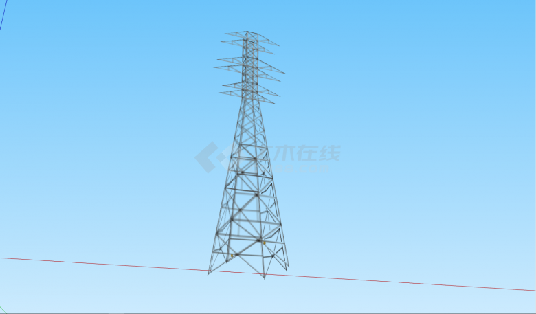 大型高塔电力线铁塔su模型 -图一