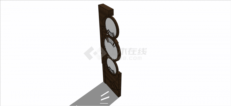 中式古典圆形拼接入口标识su模型-图二