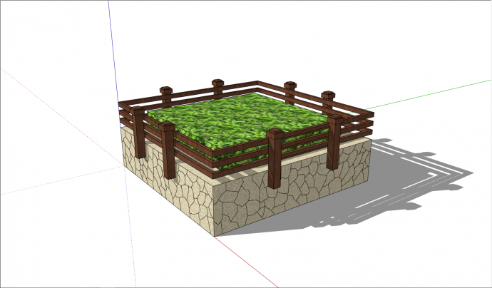 带围栏中式方形树池su模型_图1