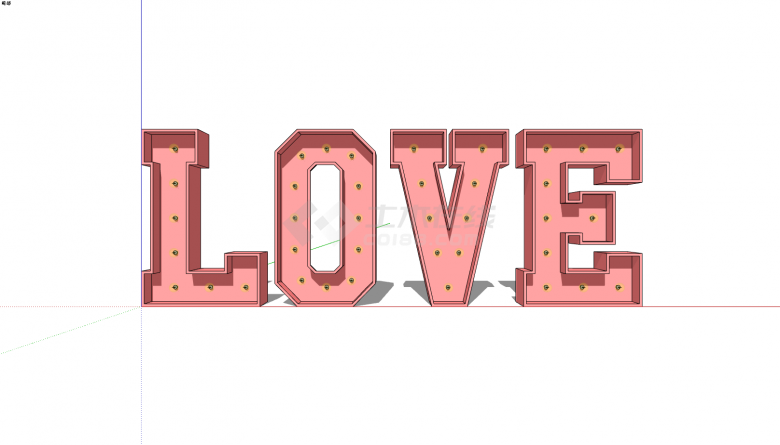 粉色LOVE字母浪漫主题雕塑su模型-图一