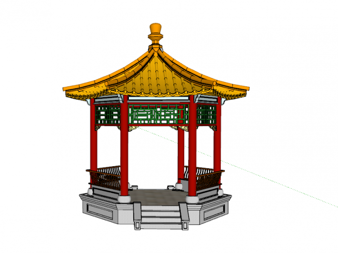 中式古典园林景观凉亭su模型_图1