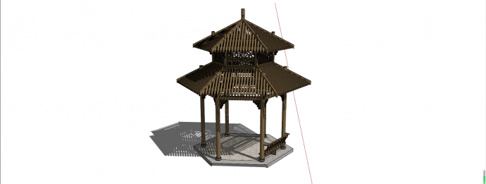 中式双重檐六角景观亭su模型_图1