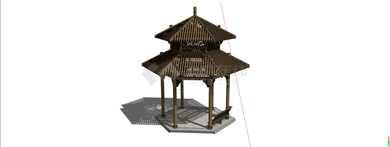 中式双重檐六角景观亭su模型-图一