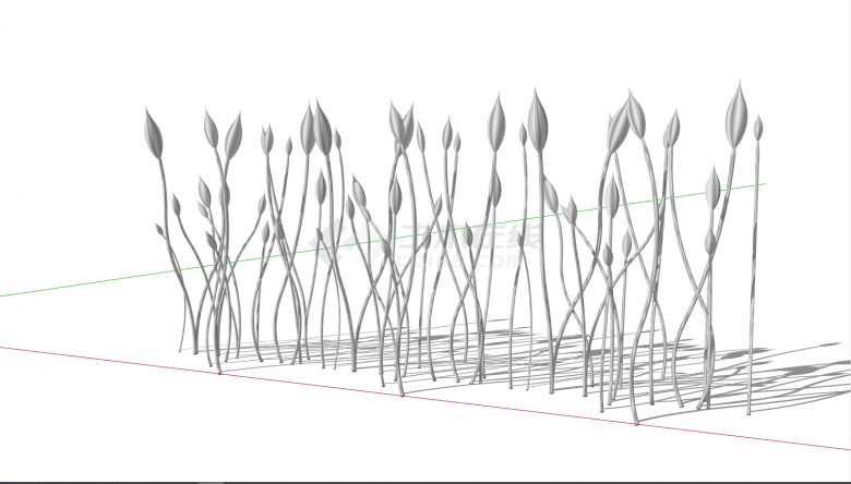 白色花朵塑料景观规划su模型-图二
