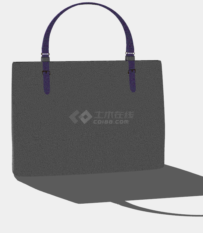 灰色带紫色的手提包su模型-图二