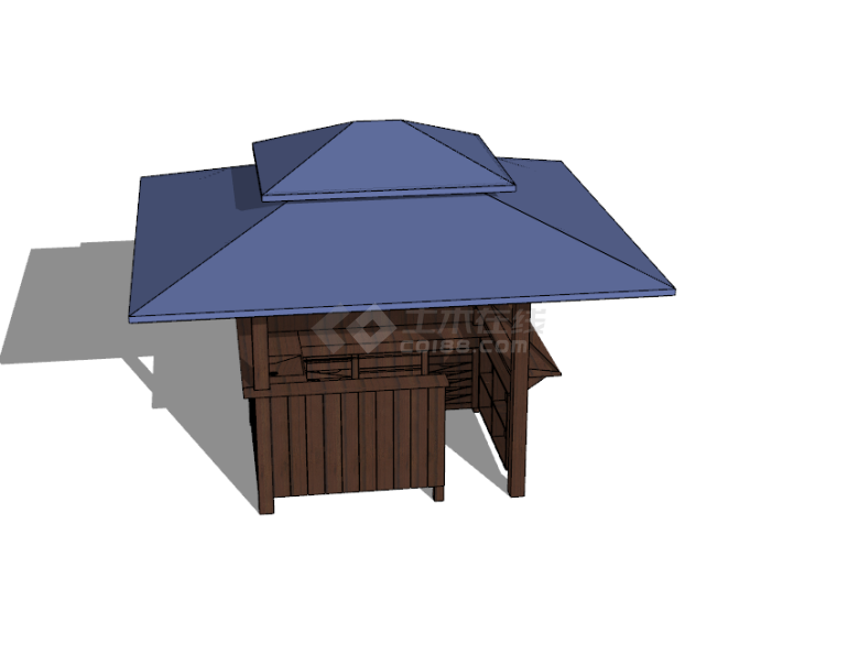 紫色屋顶的小型售卖亭su模型-图二