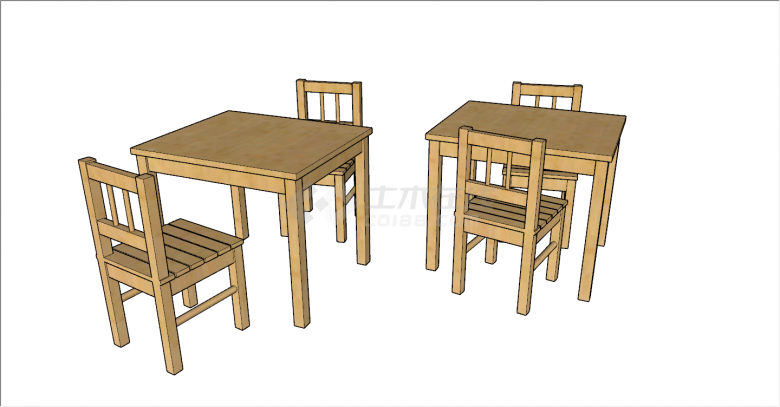 现代简易学生桌椅su模型-图一