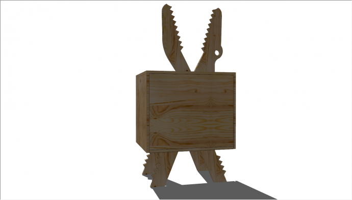 兔耳朵锯齿型床头柜su模型_图1