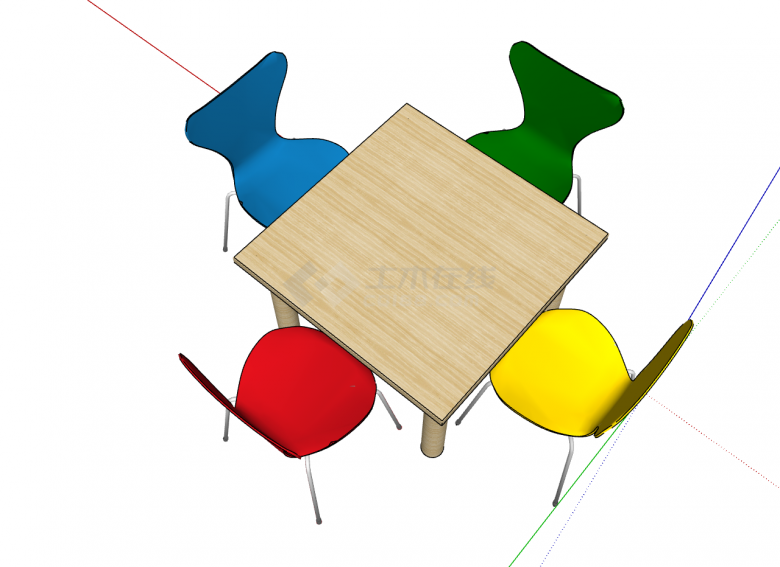 多色彩儿童家具座椅su模型-图二
