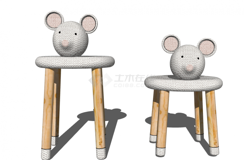 粉白小鼠儿童家具座椅su模型-图一