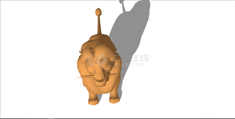 正在吼叫的狮子雕塑su模型-图二