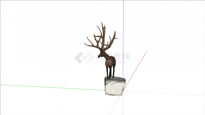 站在石头上张望的鹿su模型-图一