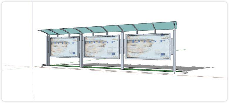 半透明雨棚dior宣传栏su模型-图一