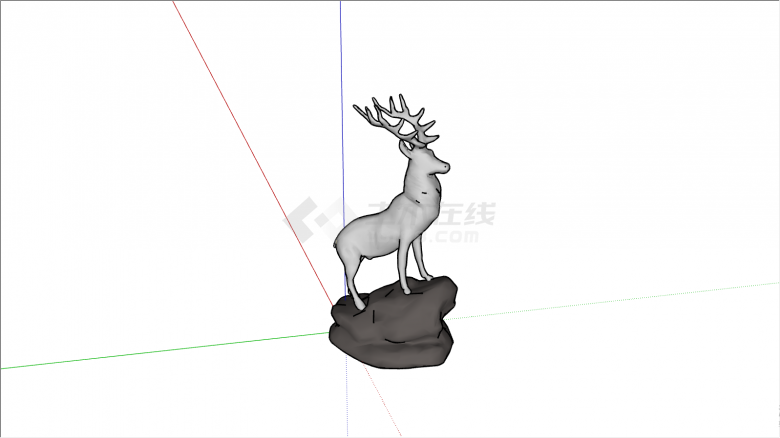 站在深灰色石头上眺望的鹿su模型-图二