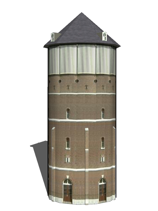 褐色现代工业水塔水柜水箱高塔 su模型_图1