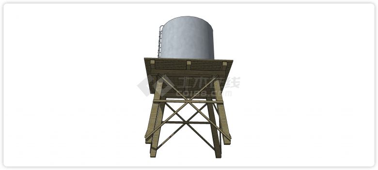 木制托架工业水塔水柜水箱高塔su模型-图二