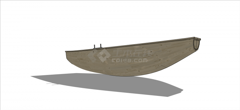 中式古典简单小划桨木船su模型-图一