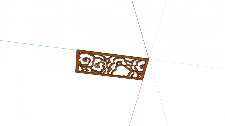 木制的中间镂空的中式组件屏风隔断su模型-图二