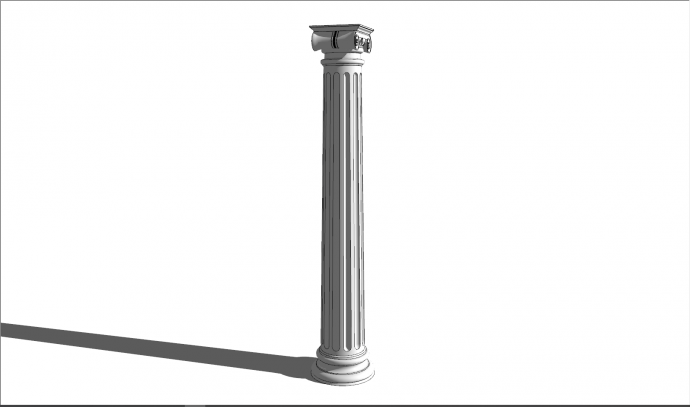 一个白色传统罗马柱su模型_图1