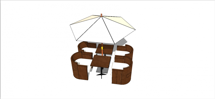 复合木板材质双人桌椅组合四人桌椅su模型_图1