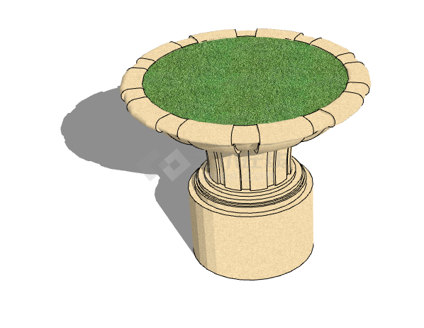 黄色绿植经典欧式花钵SU模型-图二