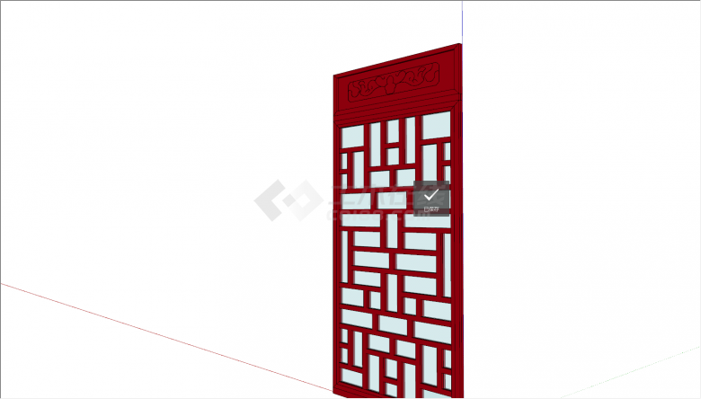 中式组件红木顶格花窗和纹理su模型-图一