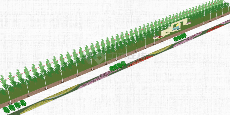 道路公路绿化带su模型-图一
