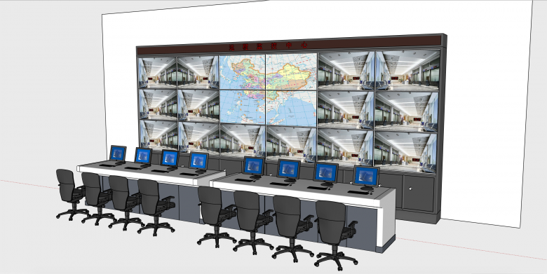 远程监控中心控制室su模型-图二