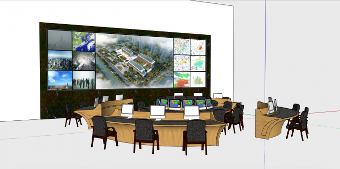环形桌监控中心控制室su模型_图1