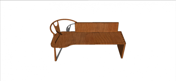 中式两木腿一横板支撑样式木制长凳座椅su模型_图1