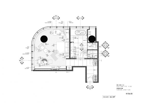 Furniture Configuration Design Drawing of a Small Guest Room - Figure 1
