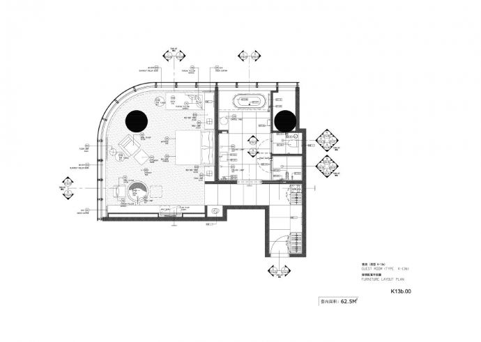 某小型客房家具配置设计图_图1