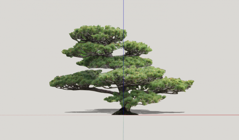 现代歪曲绿色造型树su模型-图一