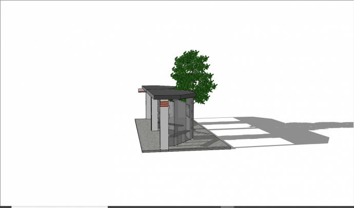 现代简约带树公交车站su模型_图1
