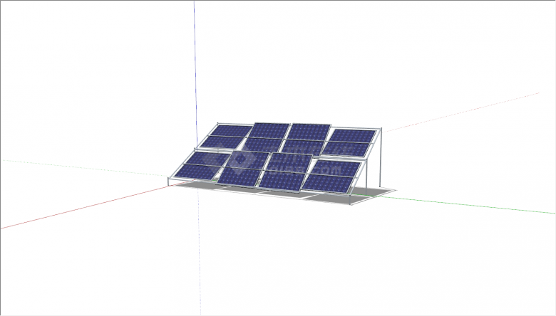 蓝色错位太阳能电池板su模型-图一