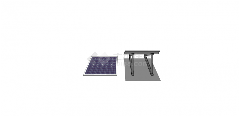 紫白色长方形太阳能电池板su模型-图二