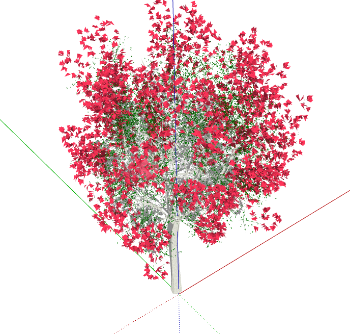 红白相间3d有色叶树木su模型-图二