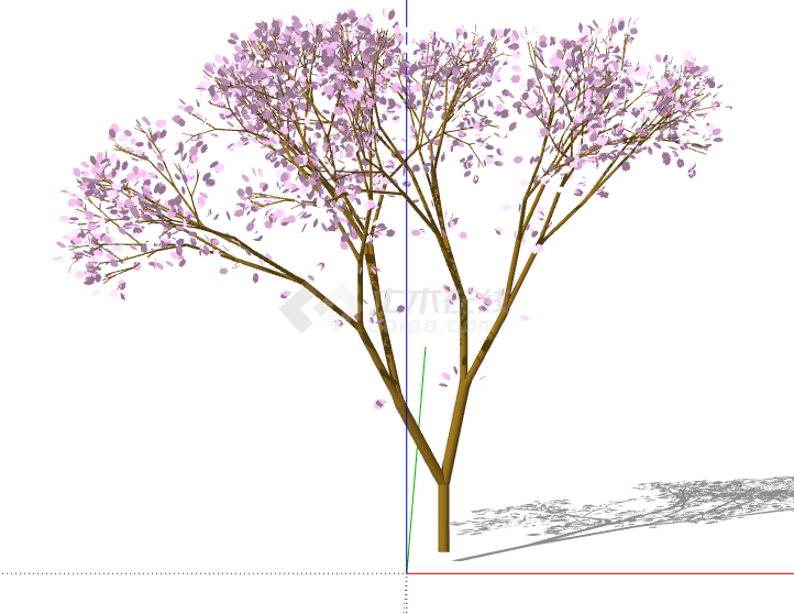 粉色扇状3d有色叶树木su模型-图一