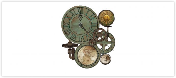 齿轮造型时钟地图装饰su模型_图1