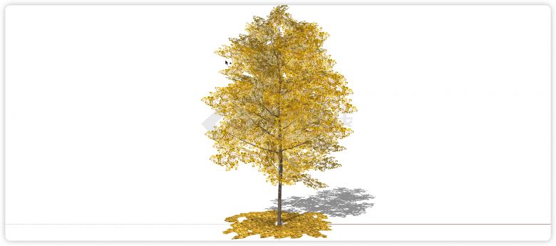 金色落叶3d有色叶树木su模型-图一