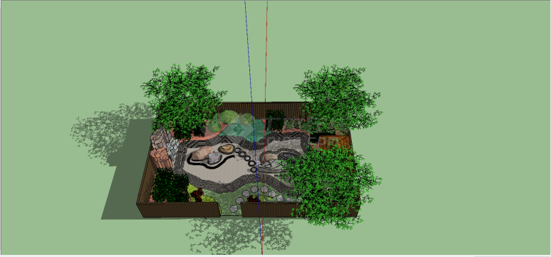 日式枯山水庭院建筑su模型-图二