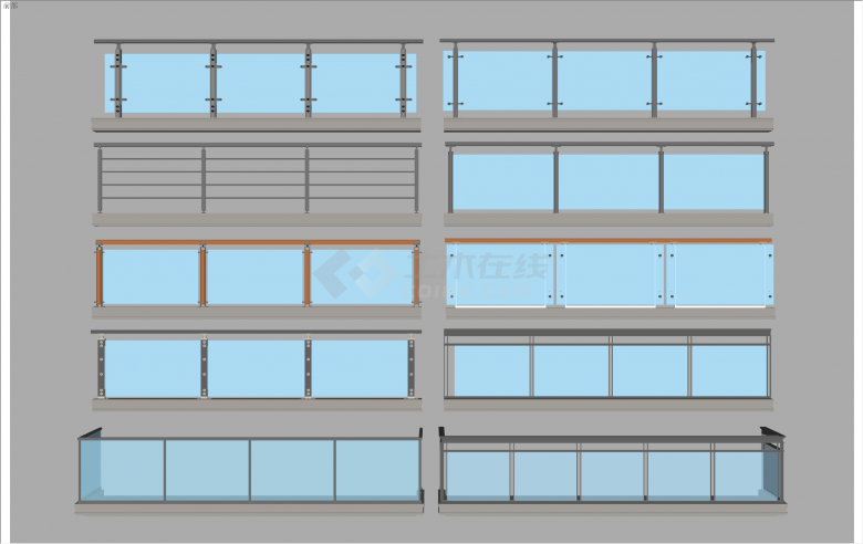  Various types of modern glass balconies, balconies, railings, and fences. su model - figure 1
