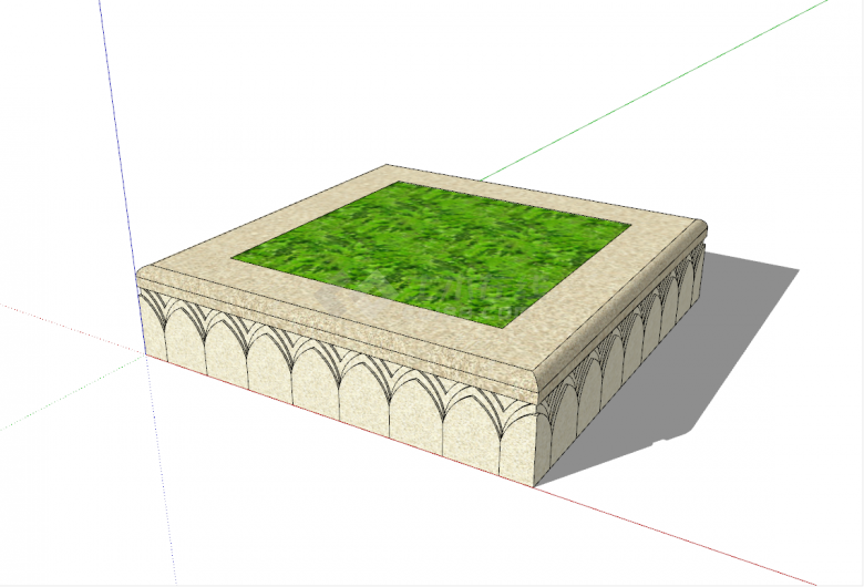 现代高级大理石方形树池su模型-图二