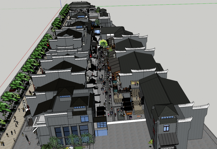 中式步行街商业街su模型_图1
