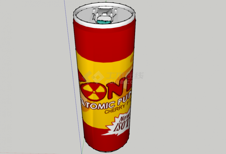 现代易拉罐红黄撞色酒瓶饮料食品su模型-图二