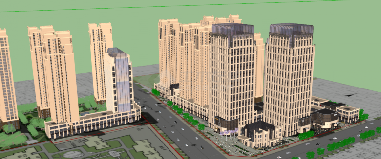 高层住宅小区新古典办公楼su模型-图二