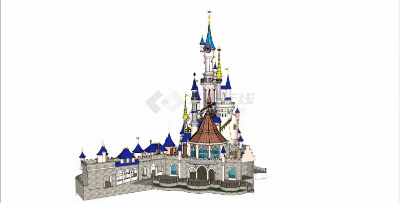 欧式古典古建筑群体城堡SU模型-图二