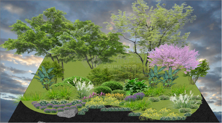 小路边的花草树木景观植物su模型-图二
