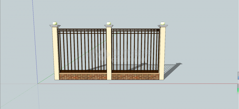 欧式简约栏杆铁艺围墙围栏SU模型-图二
