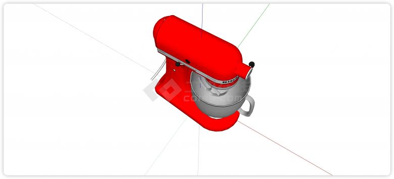 红色厨师机厨房电器su模型-图二